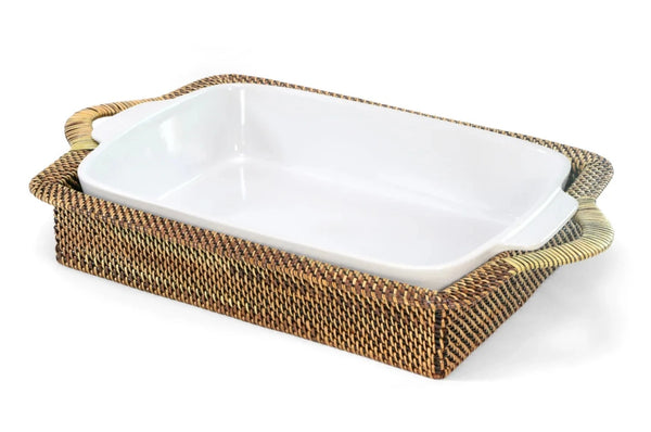 Calaisio - Rectangular Casserole Basket w/Stoneware Roaster Lg