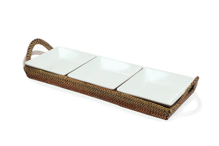 Calaisio - Crudité Server Tray with 3 Porcelain Dishes