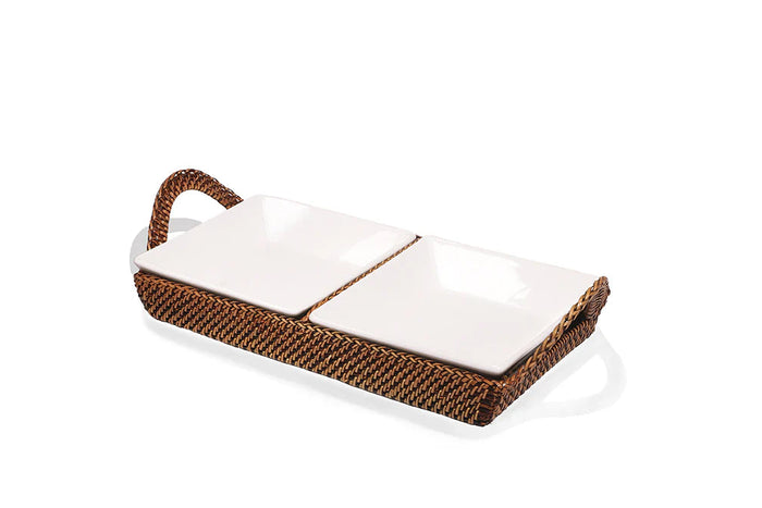 Calaisio - Crudité Server Tray with 2 Porcelain Dishes