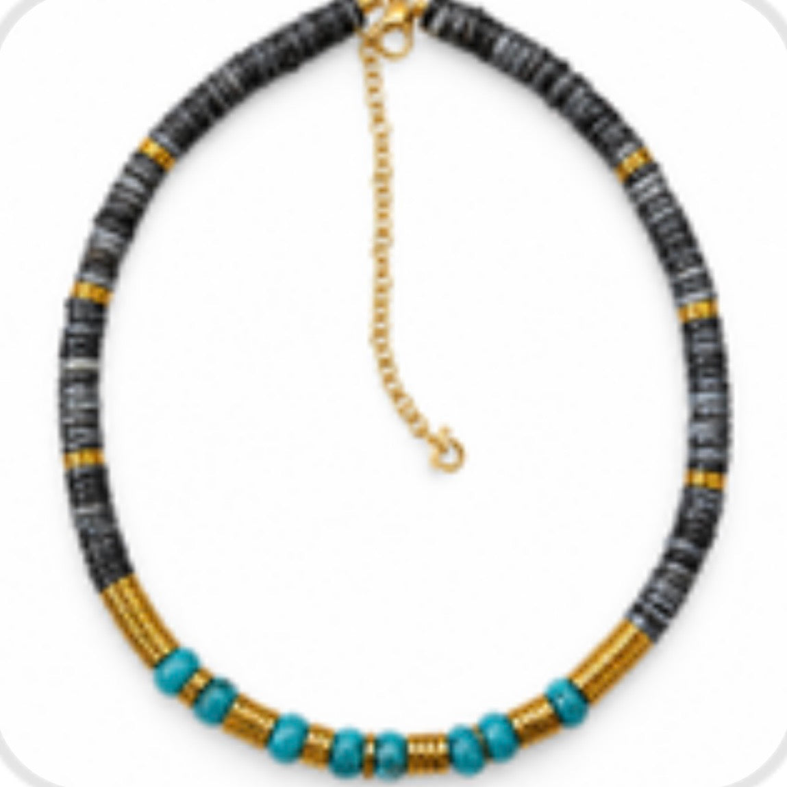 Blue Agata Puka Necklace