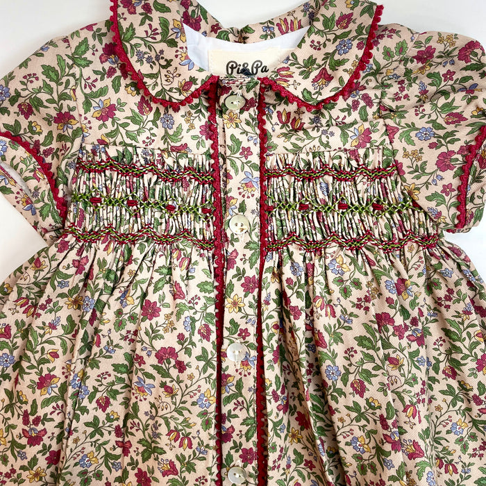 Flor de Pascua Hand Smocked Dress : Sizes 3m - 8y
