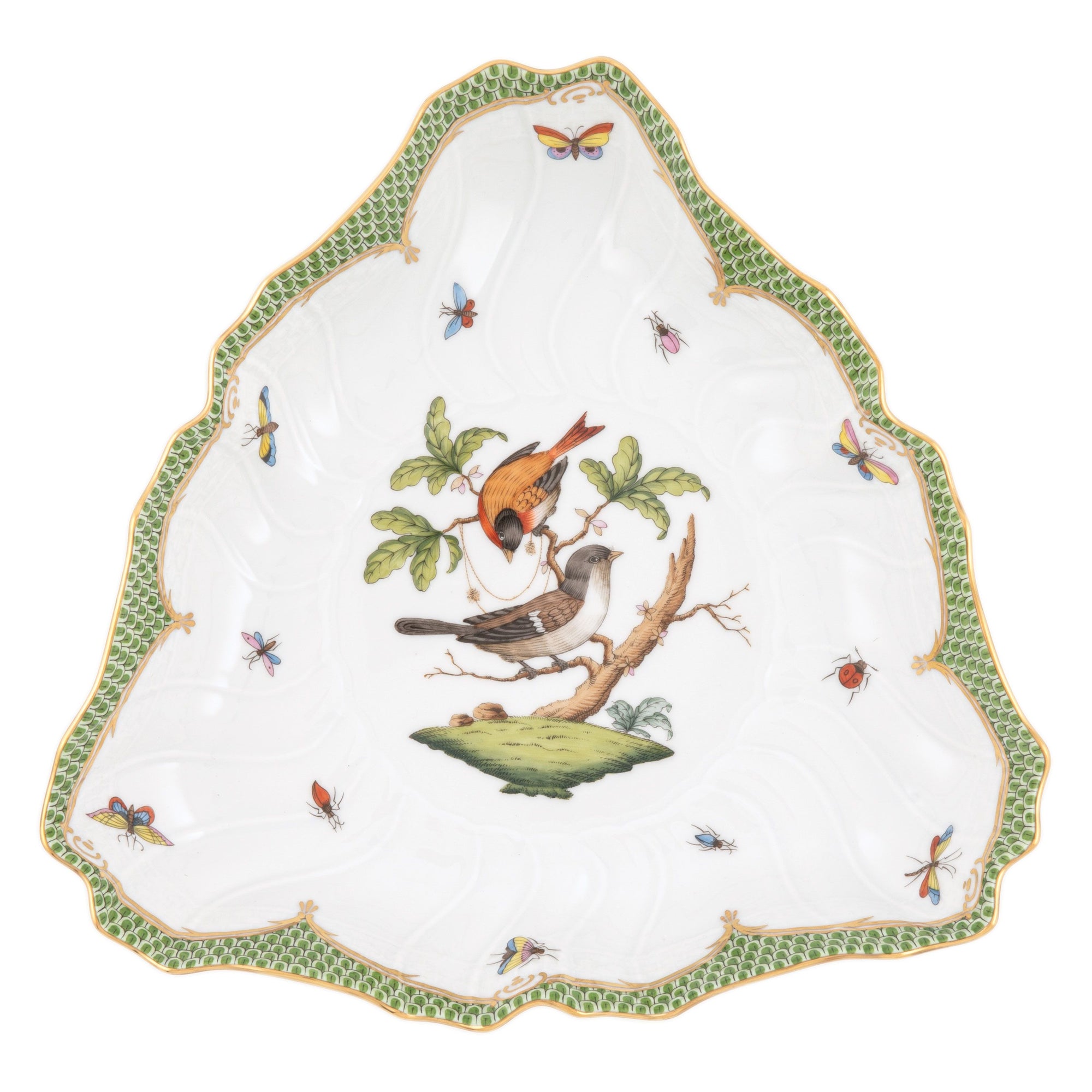 Herend - Rothschild Bird Green Triangle Dish