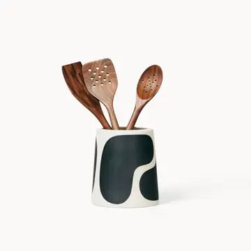 Black Color Block Pillar Vase - Short