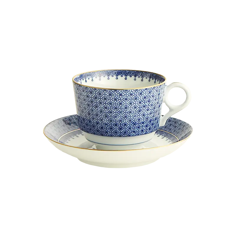 Mottahedeh - Blue Lace Tea Cup &amp; Saucer